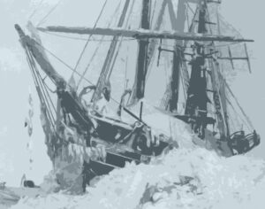 Seilbåt fast i isen